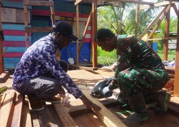 TMMD ke-124: Kodim 1710/Mimika Bangun Rumah, Jembatan, dan Sumur Bor di Kampung Pigapu