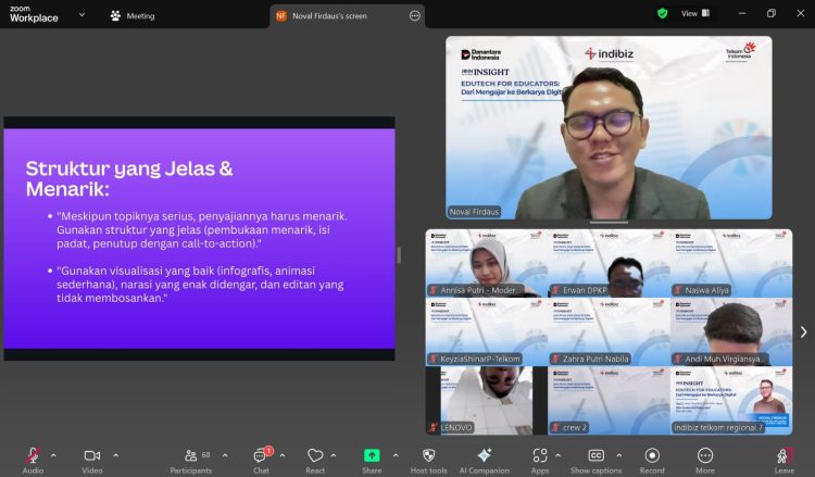 Telkom Regional 5 melalui program Just on Indibiz Insight menyelenggarakan webinar bertajuk “Edutech for Educators: Dari Mengajar ke Berkarya Digital”. (Foto  : Istimewa)