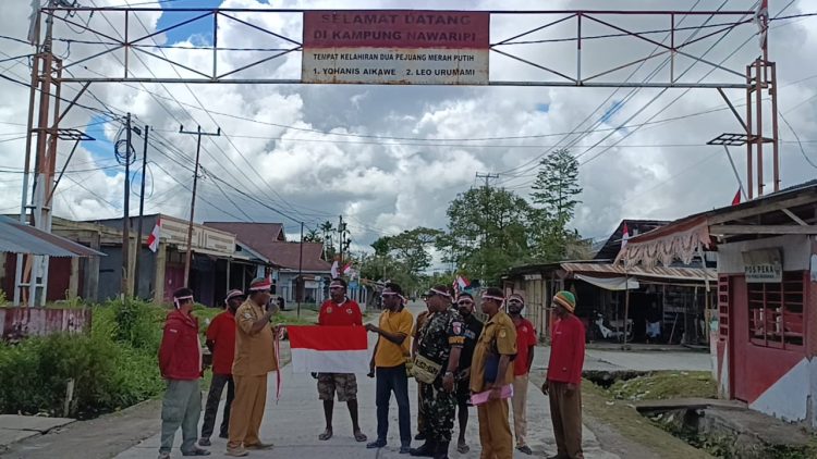 Warga Kampung Nawaripi di Distrik Wania, Kabupaten Mimika, Provinsi Papua Tengah, menunjukkan semangat nasionalisme yang luar biasa. (Foto: Istimewa)
