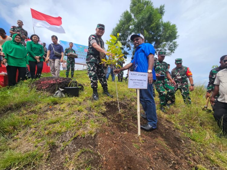 penanaman pohon bersama masyarakat di Bukit Tungkuwiri, Kampung Doyo Lama. (Foto: Istimewa)