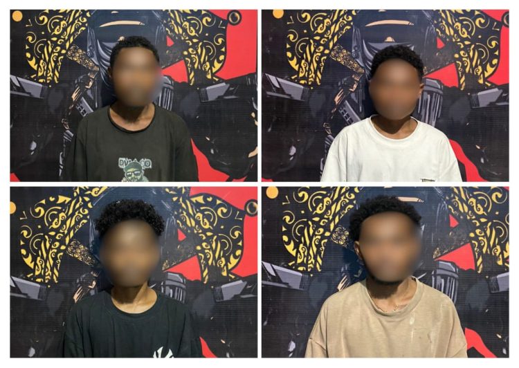 Tim Opsnal bergerak cepat mengejar dan menangkap empat terduga pelaku berinisial DGB (22), YS (22), SGM (15), dan DIA (21). Foto: Istimewa