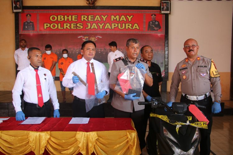 press release terkait pengungkapan kasus tersebut digelar di Obhe Reay May Polres Jayapura. (Foto: Istimewa)
