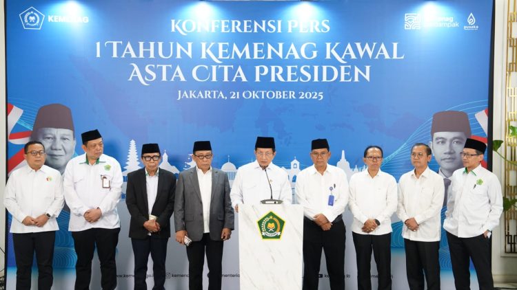 Menag Nasaruddin Umar, dalam refleksi satu tahun perjalanan Kemenag mengawal Asta Cita, di Jakarta. (Foto: Istimewa)