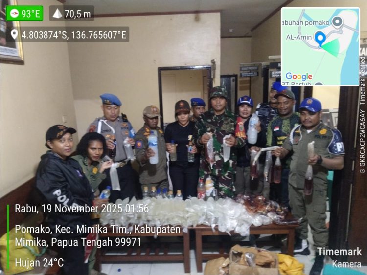 Total minuman keras lokal jenis moke dan sopi yang berhasil diamankan dalam kegiatan ini sebanyak 104 liter. (Foto: Istimewa)
