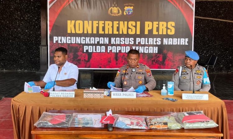 Press release terkait pengungkapan sejumlah kasus tindak pidana yang terjadi di wilayah Kabupaten Nabire. (Foto: Istimewa)