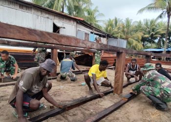 TMMD Kodim 1710/Mimika Pacu Pembangunan Rumah, Target Rampung Tepat Waktu