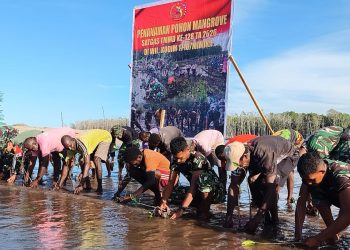 Bersatu Dengan Alam, Satgas TMMD Kodim 1710/Mimika Tanam Ribuan Bibit Mangrove