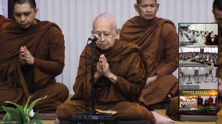 Kegiatan Hening Nusantara serentak se-Indonesia dalam rangka Vesakha Sananda 2570 Buddhist Era (BE)/2026 yang digelar secara daring. (Foto: Istimewa)