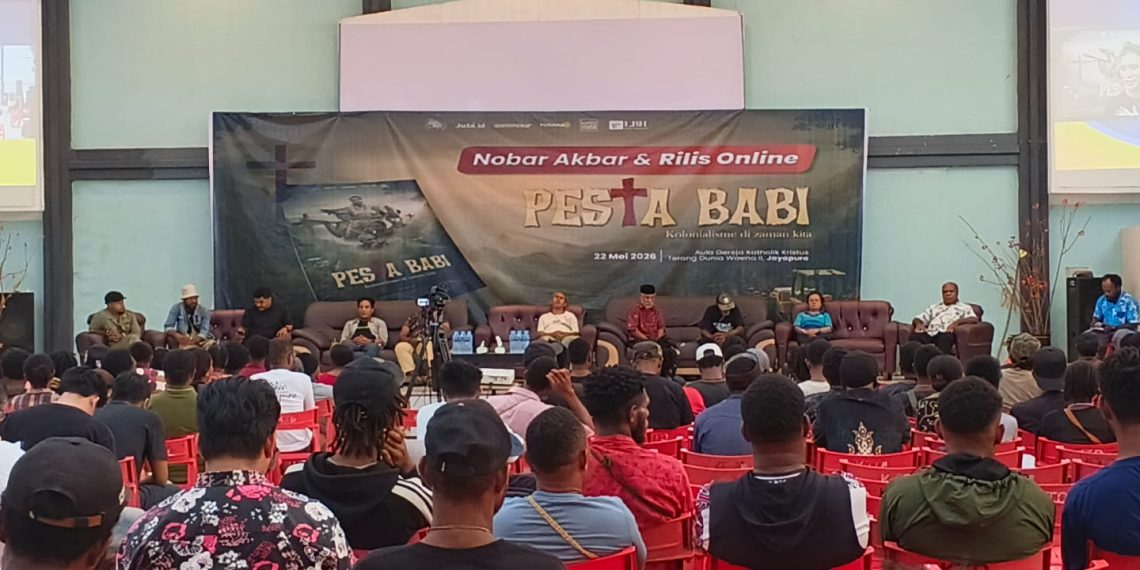 Peluncuran film tersebut dilakukan di Aula Gereja Katolik Kristus Terang Dunia, Jayapura, Papua. (Foto: Istimewa)