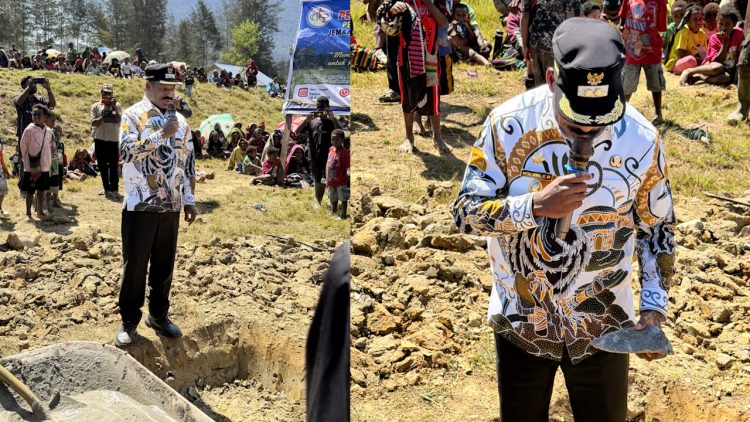 Jemaat GKII Rehobot Nipuralome Daerah Ilaga Tengah, Kabupaten Puncak, menggelar ibadah dan Peletakan Batu Pertama Pembangunan Gedung Gereja. (Foto: Istimewa)