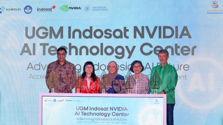Kementerian Komunikasi dan Digital (Kemkomdigi), Indosat Ooredoo Hutchison (Indosat atau IOH), NVIDIA, dan Universitas Gadjah Mada (UGM) resmi meluncurkan UGM Indosat NVIDIA AI Technology Center (NVAITC). (Foto: Istimewa)