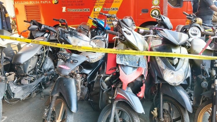 Sebanyak 34 Motor Diduga Hasil Curanmor Diamankan Polda Papua dan Polres Jajaran. (Foto: Istimewa)